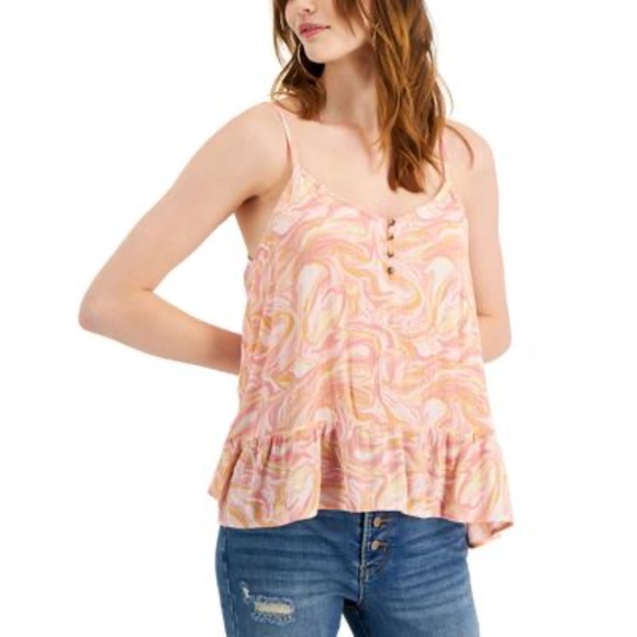 Hippie Rose Tops - Hippie Rose Juniors' Ruffled-Hem Tank Top